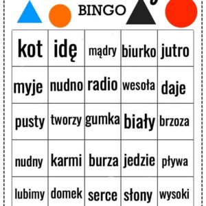 Bingo – części mowy z Montessori